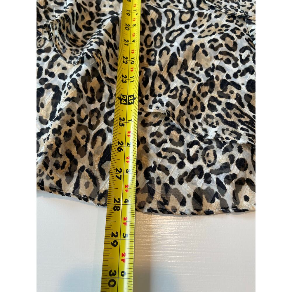 Chico’s Ruffle Front Blouse Tiered Peplum Hem Sz 3 (16/18) Animal Print Feminine - Picture 12 of 12